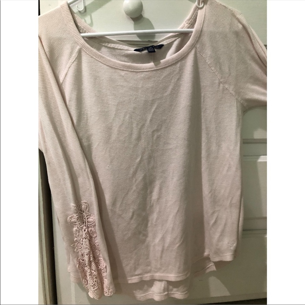 Long sleeve American eagle waffle top